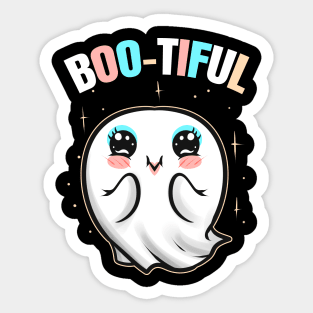 Cute Kawaii Beautiful Ghost Is Boo-tiful On Halloween Sticker